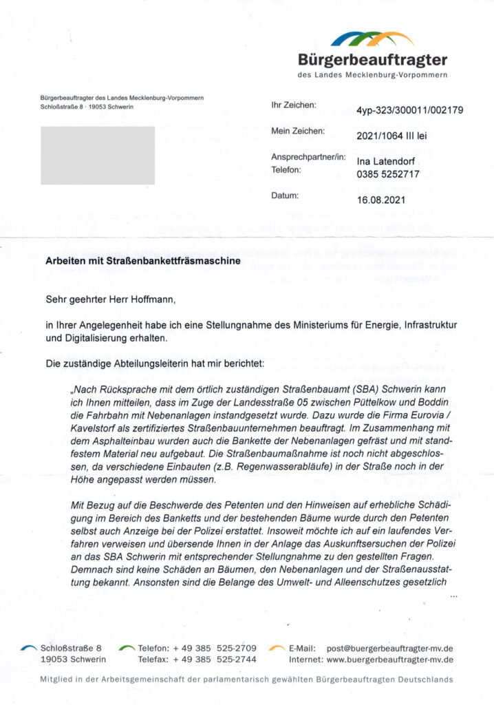 RE Buergerbeauftragter MV bzgl. EUROVIA GmbH 16.08.2021 1 718x1024
